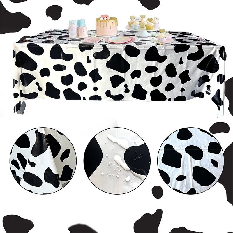 1PC Disposable Tablecloth Cow Party Themed Tablecloth Suitable for Picnics Farm Animal Themed Parties Birthday Party Decorations