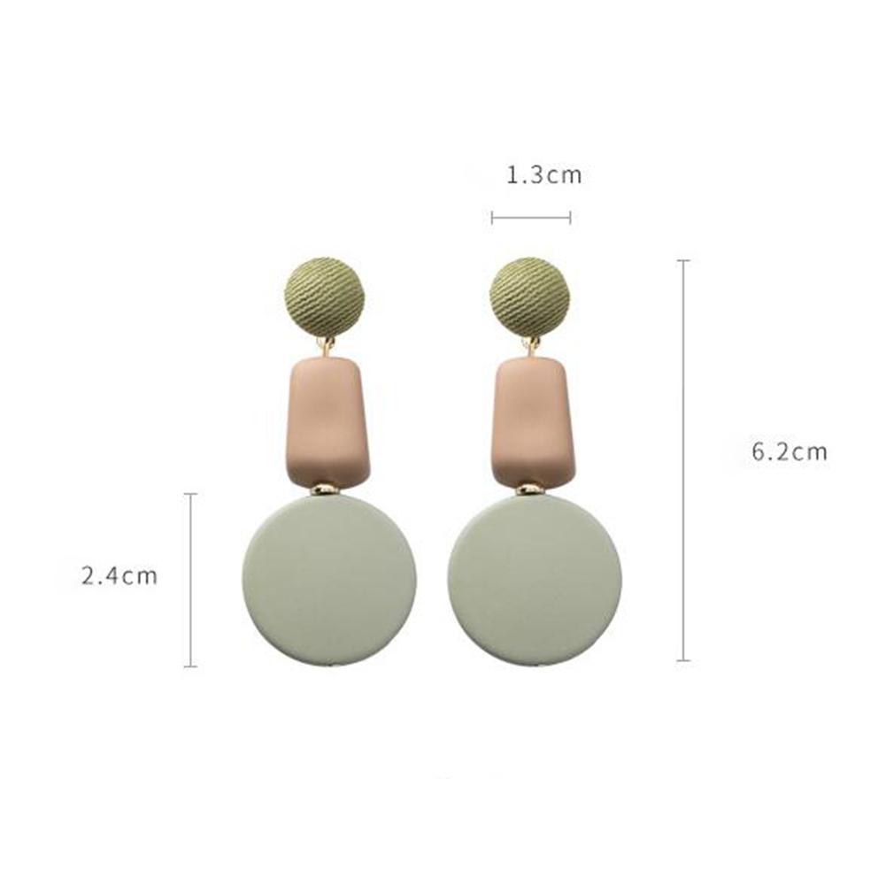 Women Sweet Temperament Geometric Irregular Cube Buttons Long Style Earrings