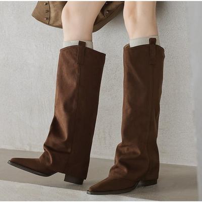 Stivali Alti al Ginocchio con Tacco Alto da Donna in Pelle Chunky Scarpe alla Moda Punta Appuntita Stivali Lunghi da Neve Nuovi Décolleté di Design Punk Chelsea Botas Mujer