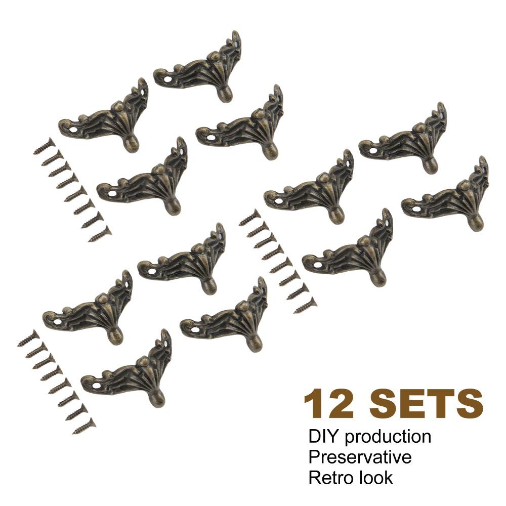 12PCS Zinc Alloy Box Corner Protectors Bronze Metal Corner Protector Jewelry Box Legs  Jewelry Boxes