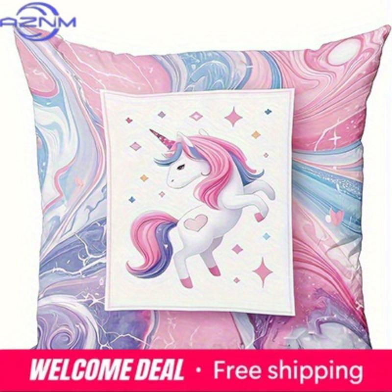 Home Decor Colorful Rainbows And Magical Unicorn Pillowcases Pattern Cushion Cover Suitable For Sofa Bedroom Car Pillow Cover