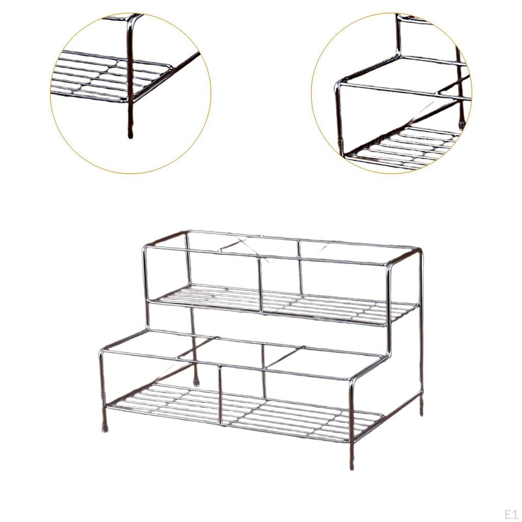 Coffee Syrup Display Rack Bottle Organizer, Tabletop 2 Tier Spice Condiment Storage for