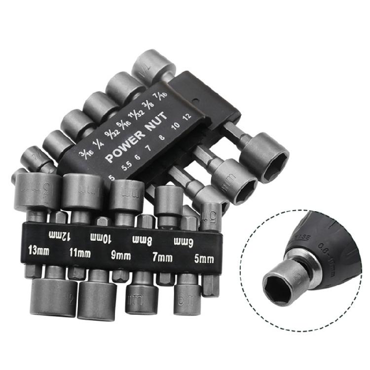 9/14Pcs Driver Hexagonal Power Nut Driver Drill Bit Tool Socket Wrench Set for Pneumatic Screwdriver Accessories