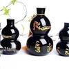 Obsidian Tai Chi Bagua Fu Lu Shou Gourd: Feng Shui Ornament with Six-Character Mantra and Five Blessings Design