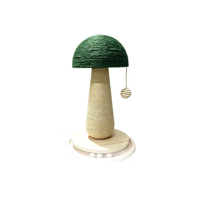 Durable Sisal Mushroom Cat Scratching Post: Vertically Mounted Claw Sharpening Toy