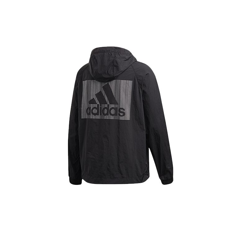 Adidas Logo Casual Sports Hooded Jacket Men Outerwear Black FI0620