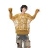 Pánský roztrhaný oversized pletený svetr Streetwear Y2K Letní top