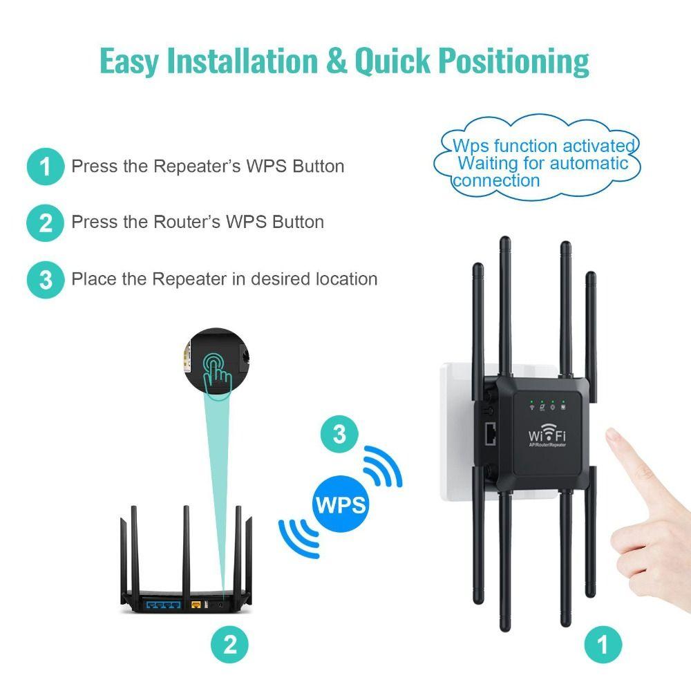 8-Antenna WiFi Extender Signal Amplification Signal Router Portable Wireless Repeater Home