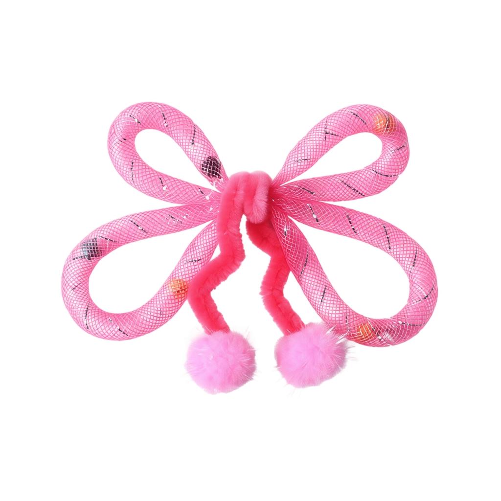 Colorful Shiny Tulle Butterfly Teaser Wand Toy with Flexible Tube for Interactive Play