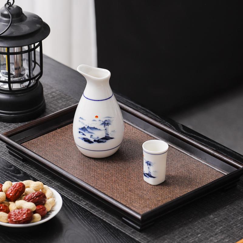 5Pcs/set Ceramics Japanese Style Sake Pot Baijiu Cup Set Home Kitchen Office Flagon Liquor Cup Drinkware Creative Barware Gifts