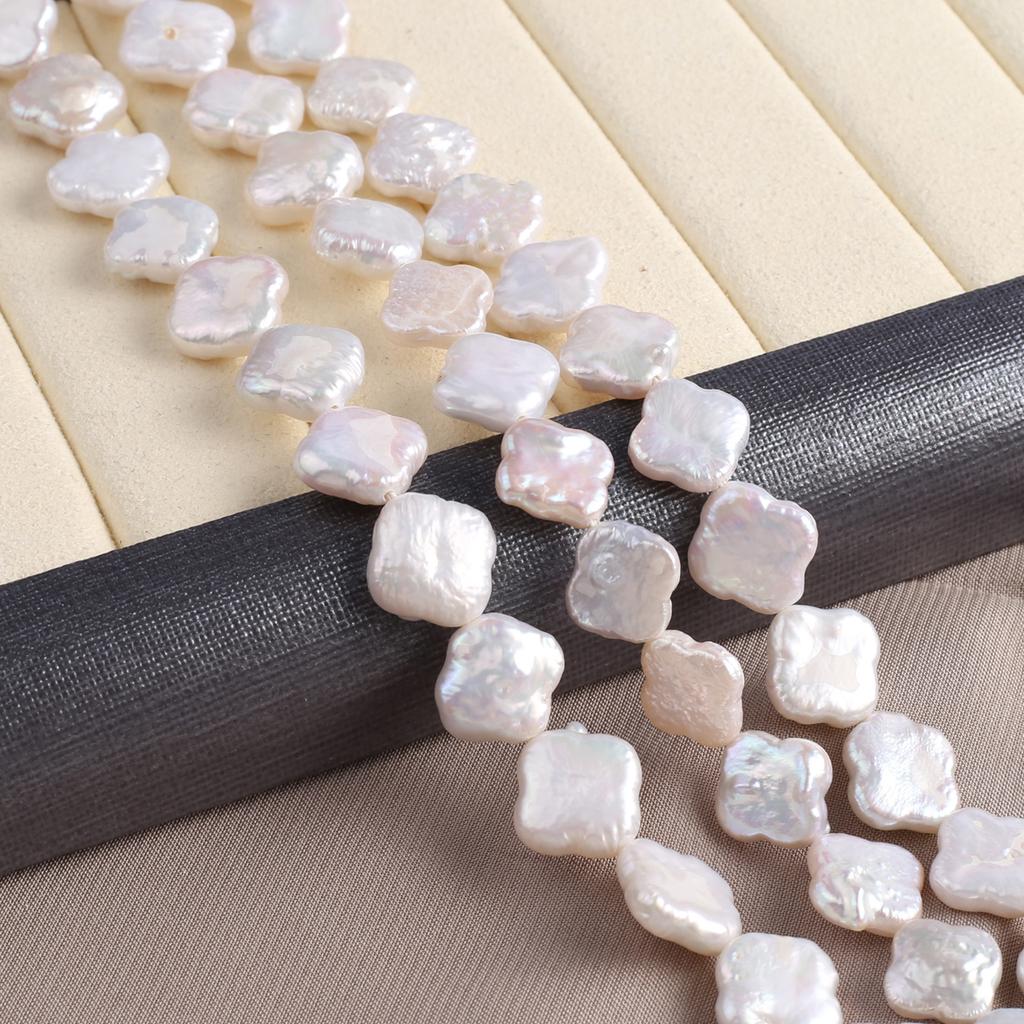 1String, White Natural Freshwater Pearls, Boho Lozenge Pearl Beads, 12mm, for DIY Jewelry Making, Unique Birthday Party Wedding Crafts, 36cm