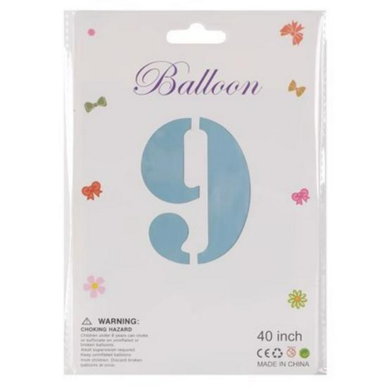 40" Baby Blue Number Foil Balloon for Birthdays, Weddings, Anniversaries, and Party Decorations.