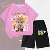 Children's LBB Fashion Casual Short-sleeved Shirt and Shorts Two-piece Set, Summer Loose Sportswear for Boys and Girls