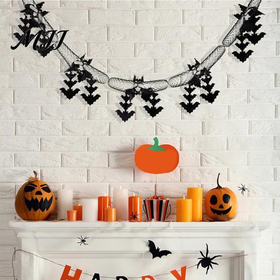 Home Showcase Atmosphere Props 10 FT Halloween Garland, Spooky Spider Bat Pumpkin Hanging Bunting No Assembly Required Holiday Decor Banner Decoration