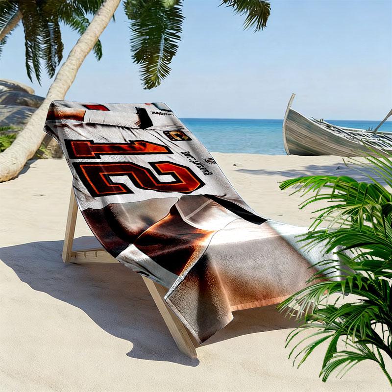 Tom Brady Print Beach Towel, Large Soft Quick Dry Towel for Beach Camping Swimming
