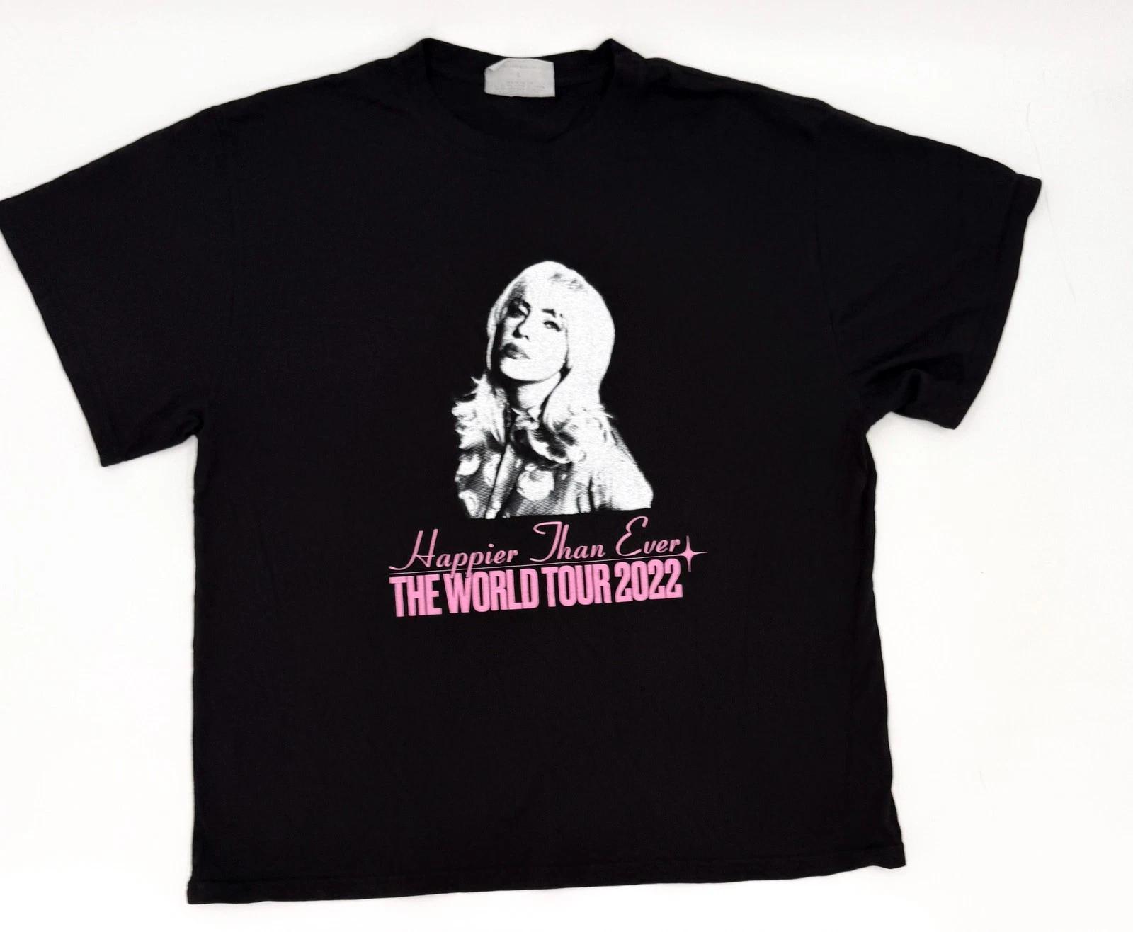 Billie Eilish Shirt Mens Large Black Happier Than Ever World Tour 2022 Concert S