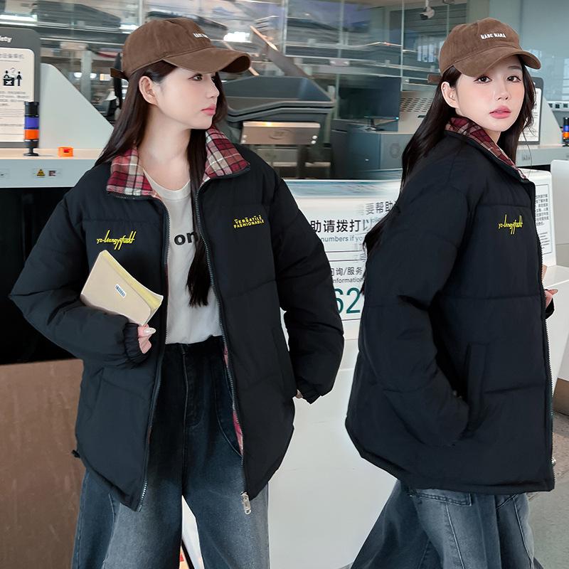 

DAFIFY Женская модная повседневная осенне-зимняя куртка с длинным рукавом и принтом в полоску и пальто пуховики M чёрный