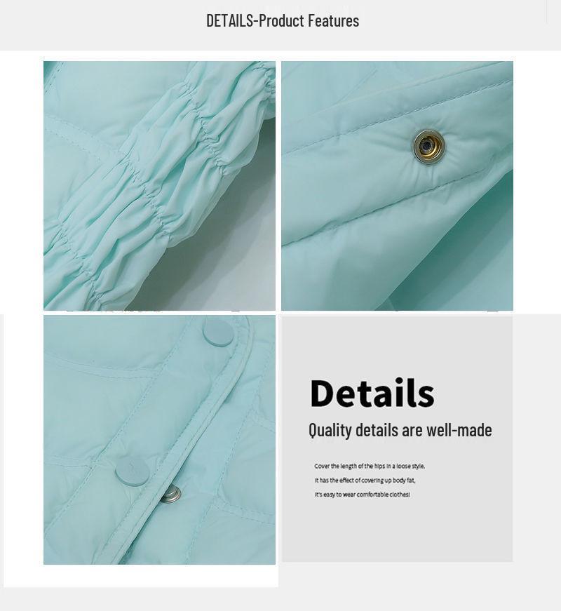 Women's Slim Fit Collarless Lightweight Down Cotton Jacket - Warm, Thin, and Padded Short Base Layer Coat