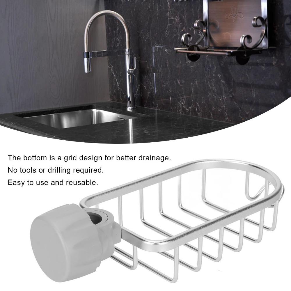 Aluminum and Plastic Sponge Drainer Rack Adjustable Sink Drainer Basket  Home Kitchen Bathroom