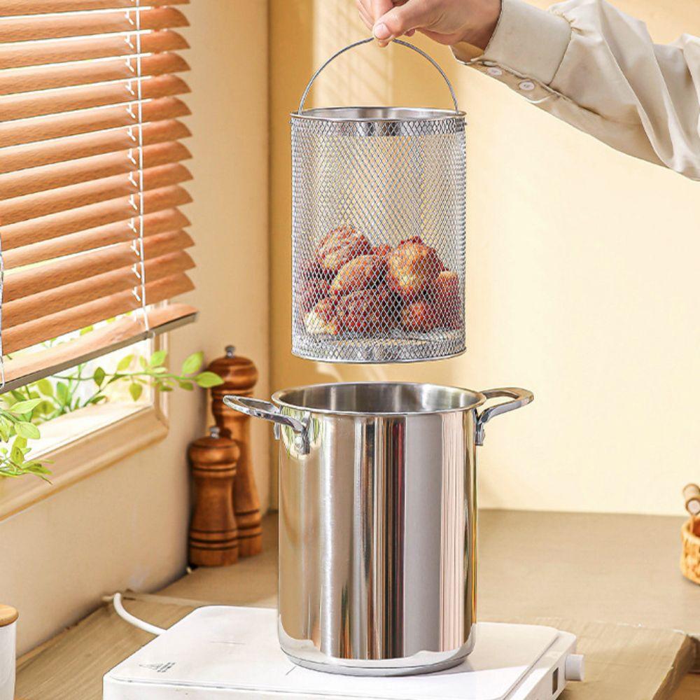 With Basket Tempura Fryer 304 Stainless Steel Oil Frying Pot Practical Stew Pot  Dormitory