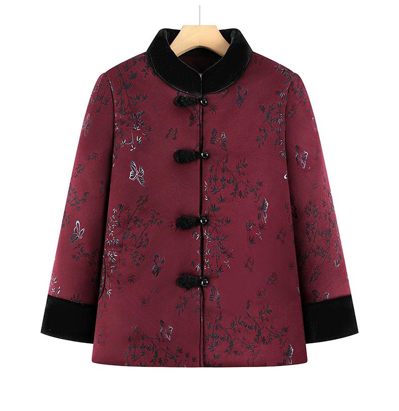 Plus Size Winter Padded Cotton Jacket for Elderly Women, Thickened Tang Suit Style for Grandma or Mom