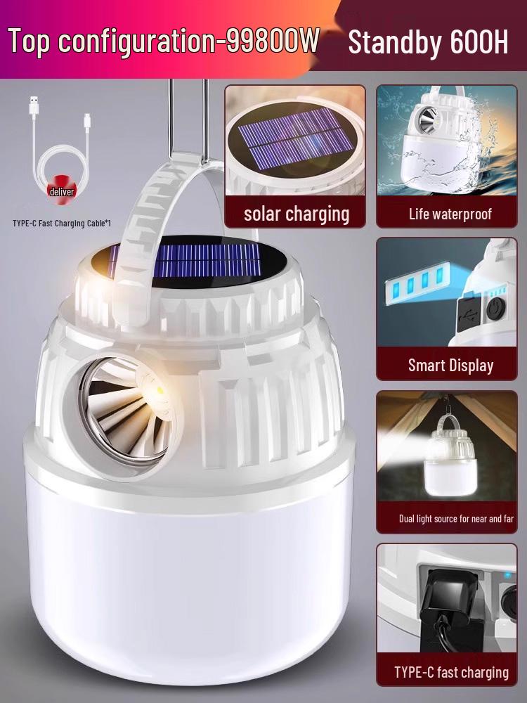 Rechargeable Solar Camping Lantern - Long Battery Life, Emergency & Outdoor Tent Light