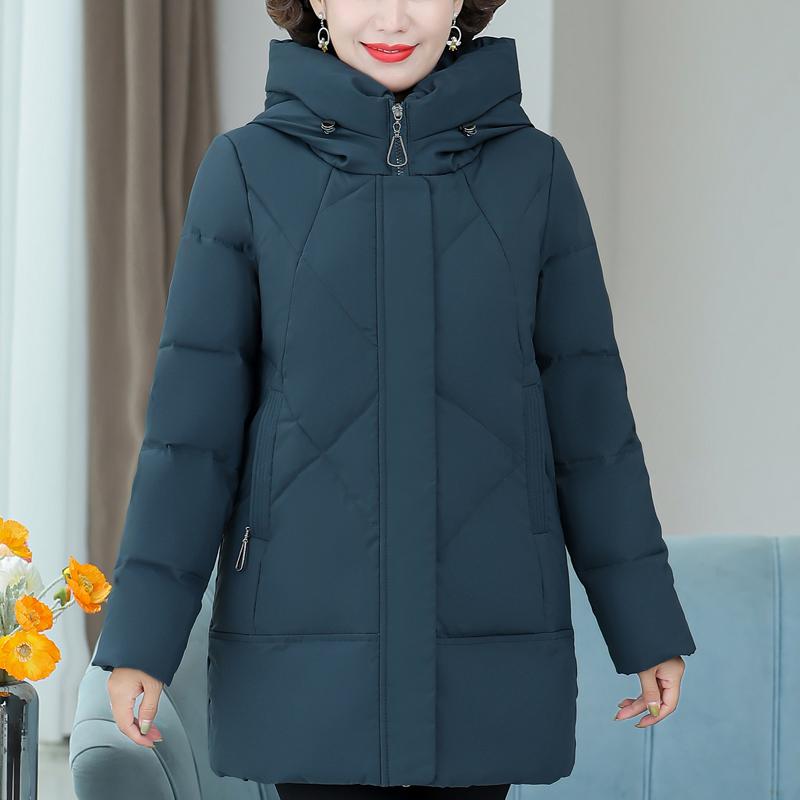 Middle Age Women's Down Coats Winter Vintage Parkas Plus Size Elegant Loose Thick Warm Puffer Jackets Woman Outerwears