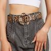 Retro Leopard Print Waist Belt for Lady Girls Fashion PU Leather Waist Band Vintage Waist Ornament Decorative Girdle