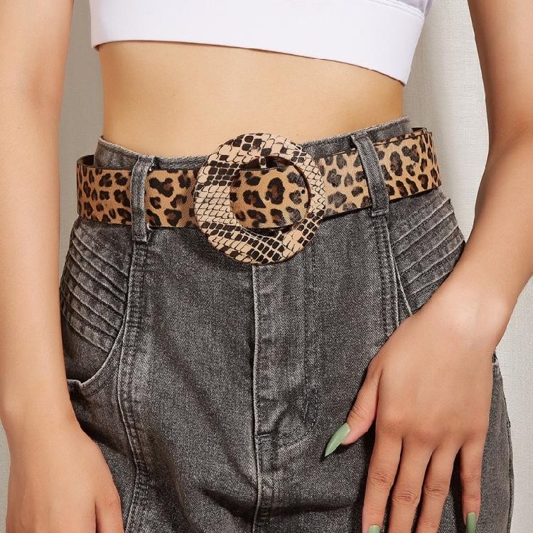 Retro Leopard Print Waist Belt for Lady Girls Fashion PU Leather Waist Band Vintage Waist Ornament Decorative Girdle