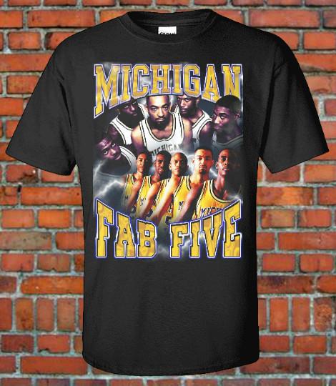 MICHIGAN FAB 5 90s Vintage Style Bootleg Rap Tee NCAA Final Four Basketball Unisex T-Shirt S