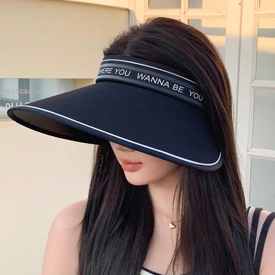 Women's Summer Sun Protection Visor Hat, Versatile for Outdoor Trips, Large Brim To Cover the Face, Foldable Bucket Hat, UV Protection Beach Hat