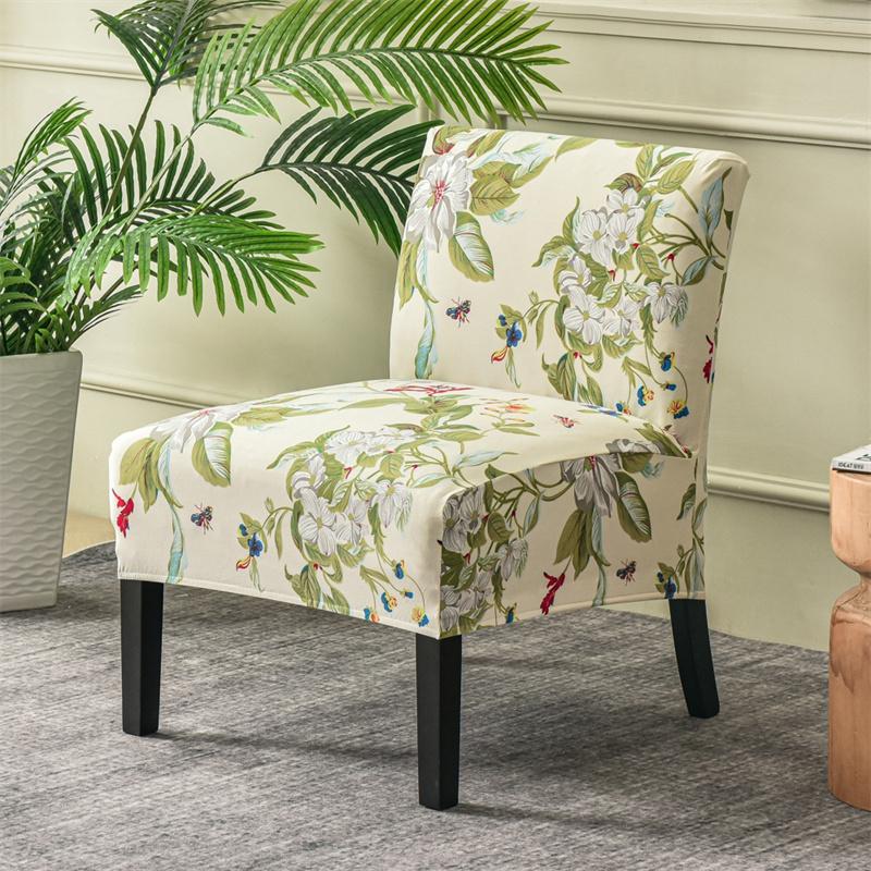 Accent Armless Chair Cover Geometric Print Single Sofa Stool Slipcover Nordic Stretch Chair Covers Elastic Couch Protector Cover