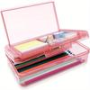 Large Capacity Double Layer Translucent Plastic Pencil Box with Snap-Tight Lid, Durable Hard Pencil Case for Pens, Pencils, School & Office Supplies