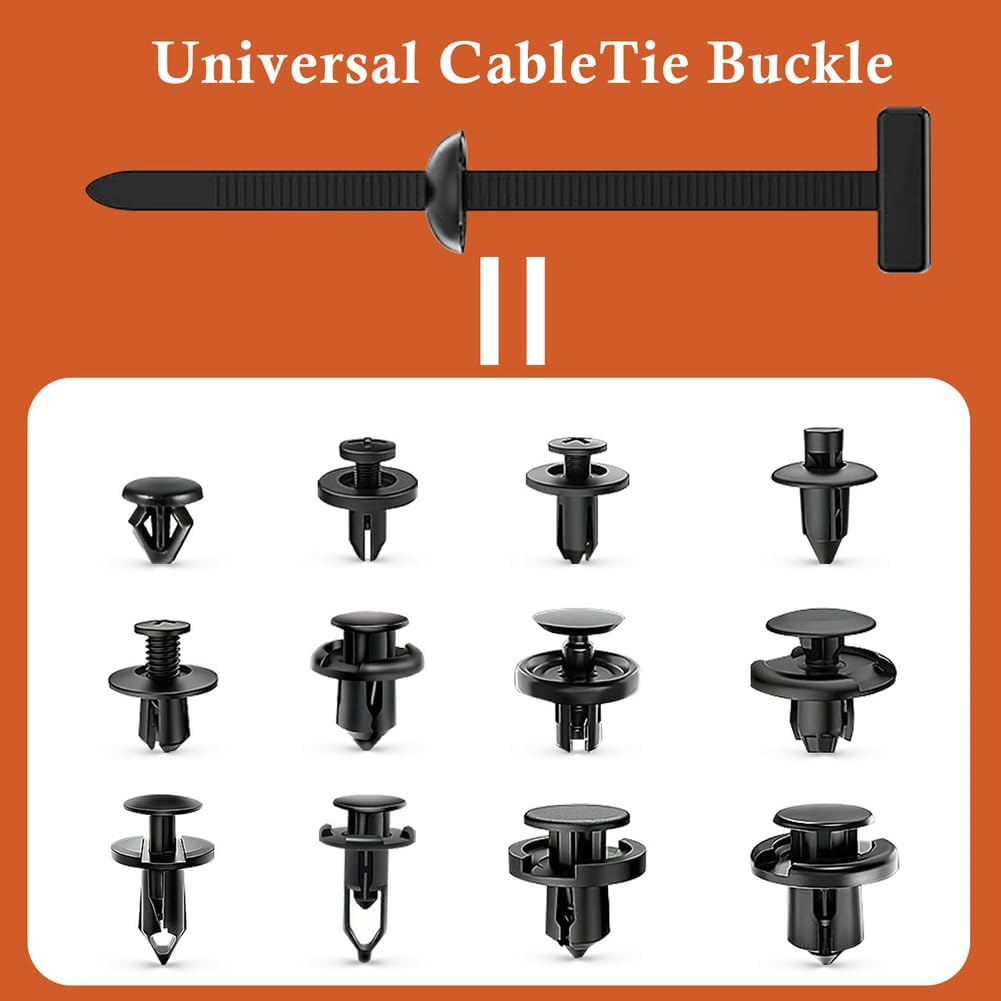 100PCS Nylon Universal Cable Tie Buckle, Automotive Clips Fastener, Self-Locking Zip Ties Holder For Car Repair, Fender Trunk Bumper Retainer, Home &