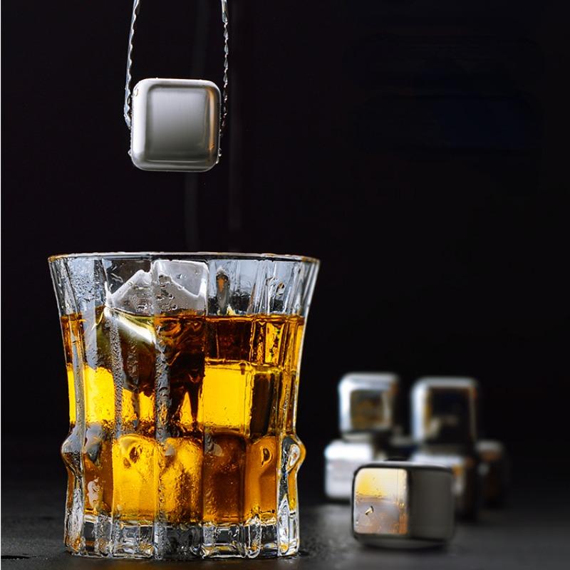 10pcs Stainless Steel Ice Cubes Set Stainless Whisky Ice Stone Cube Metal Reusable Chilling Stones for Wine Beer Bar Accessories