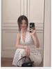 Women's 2025 French Seaside Halter Backless Polka Dot Maxi Dress
