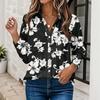 Women's Button Down Prints Shirt Long Sleeve Shirt Business Work Tops Casual With Pockets Jacket
