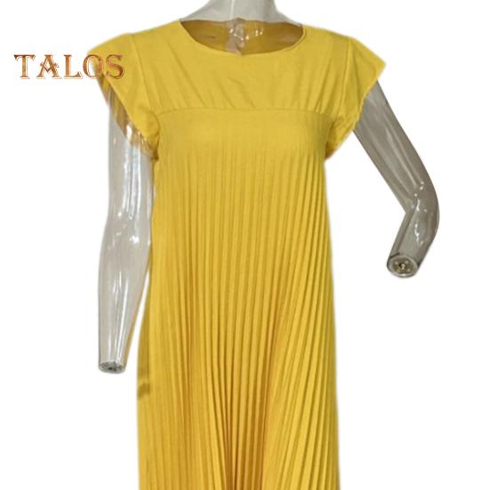 Καλοκαιρινό γυναικείο φόρεμα Πλισέ αμάνικο στρογγυλή λαιμόκοψη χαλαρή μονόχρωμη αναπνέουσα μαλακές πλαϊνές τσέπες σε γραμμή Α Μήκος στον αστράγαλο Casual Commute Vacation Beach