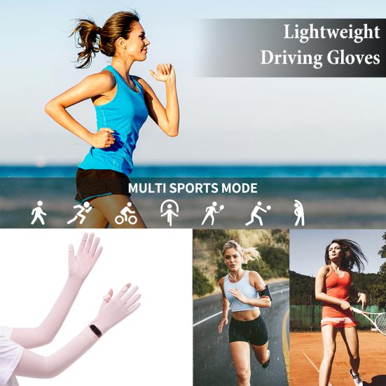 UV Protection Long Gloves, Full Finger Summer Driving Gloves, Anti-Slip Palm, Wrist Watch Opening, Sun Protection Gloves for Women Cycling Hiking