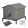 Outdoor Cat House With Holder Cat House Weatherproof With Mat & Doors Insulated Warm Pet Kitten Nest Cave For Stray Wild Cat