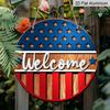 2D Flat Aluminum Independence Day Style Welcome Sign Wall Decoration, Available In Various Sizes, Star and Stripe Pattern. Suitable for Living Rooms