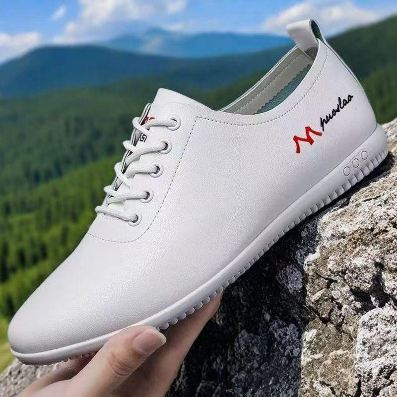 

New casual shoes soft sole soft leather flat bottom breathable lace-up leather shoes 39 белый