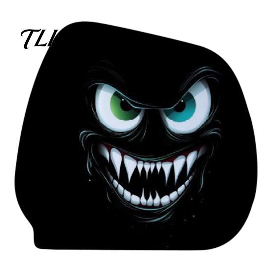 Spooky Theme Auto Styling Car Headrest Cover, Funny Horror Cartoon Print, Stretchy Seat Universal Fit Vehicle Interior Decor Protector, Decoration for