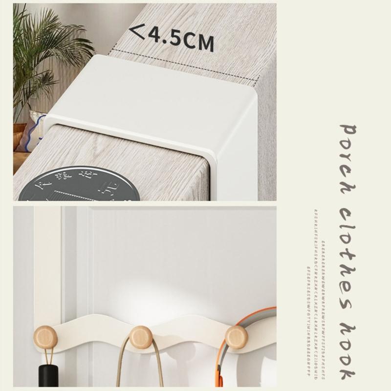 Over Door Hooks With Wooden Shelf For Jackets Hats Carbon Steel Clothes Rack Hanging Solution For Home Office