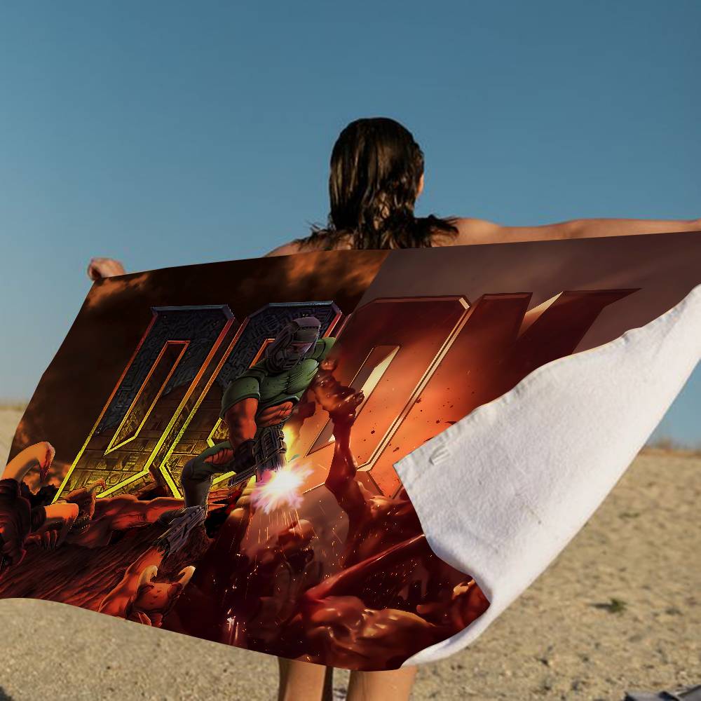 Shooting Game D-Doom Beach Towel Colorful Bath Towels For Girl Microfiber Quick Dry Custom Sand Free Beach Yoga Spa Gym Pool