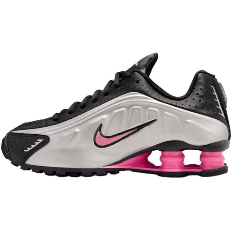 

New Nike Shox R4 Low top Kids Running Shoes Black Silver Pink Unisex CW2626-006 40
