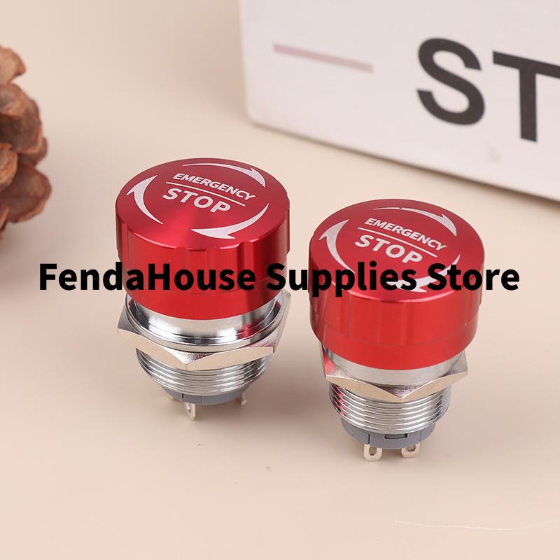 16/19/22mm 1NO1NC Metal Emergency Stop Buttons Switch Self-Locking Ultra Short Style Waterproof Power Emergency Stop Switch