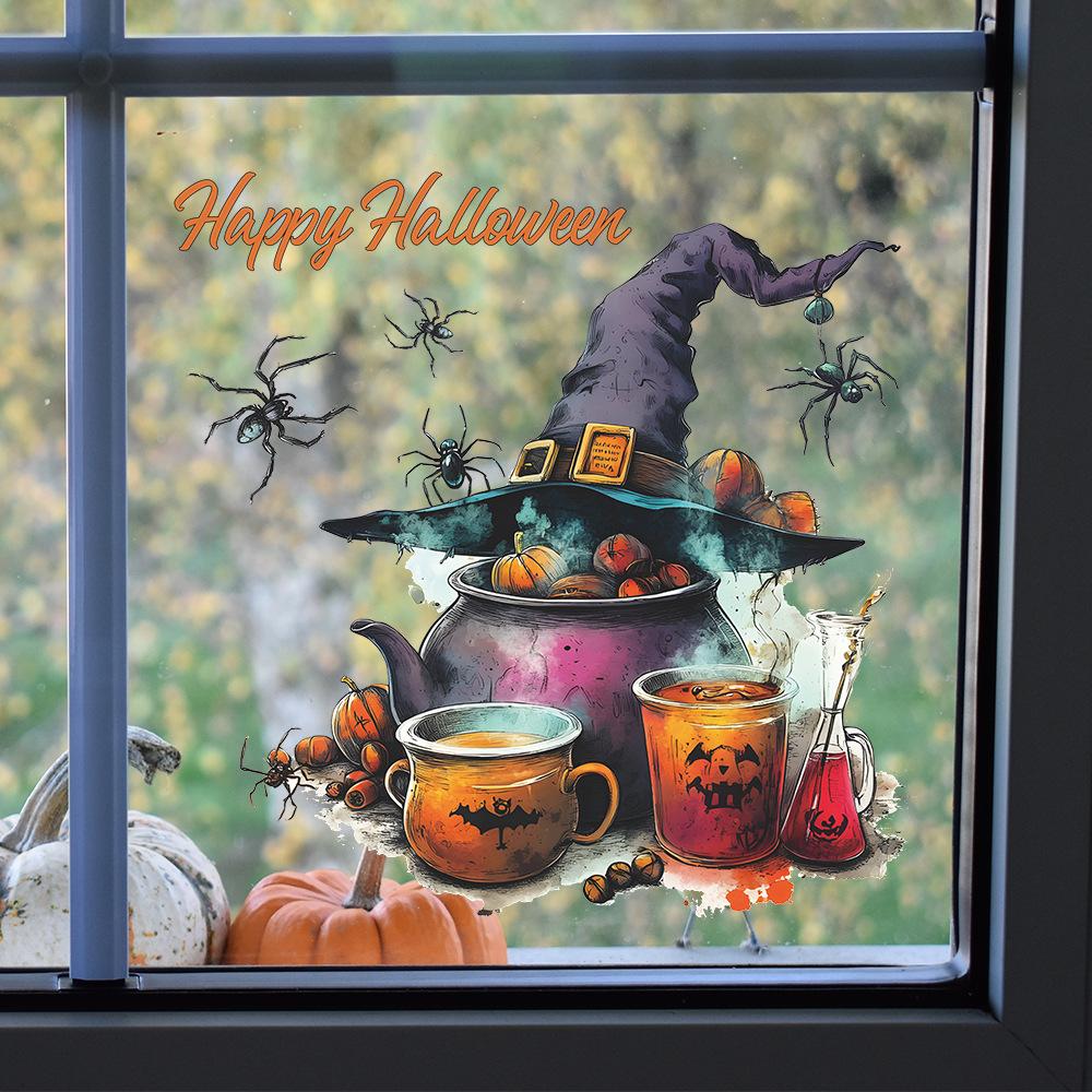 Halloween Witch Magic Potion Glass Window Home Atmosphere Decoration Static Window Stickers