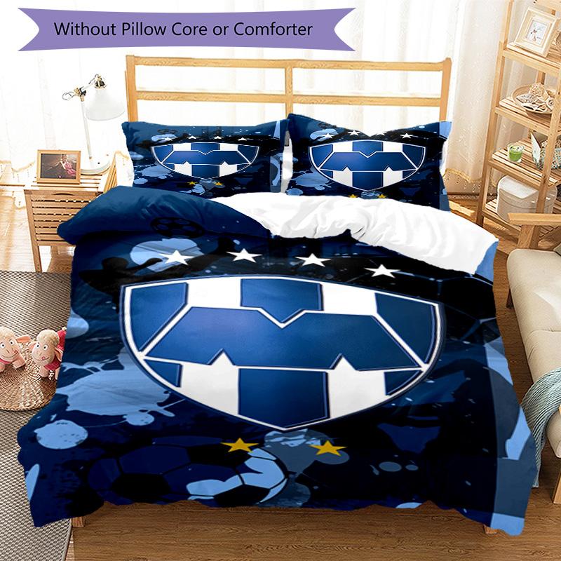 C.F.Monterrey Football Crest Art Printed Pattern Duvet Cover Set – includes 1 duvet cover and 2 matching pillowcases Bedroom decor Christmas gifts