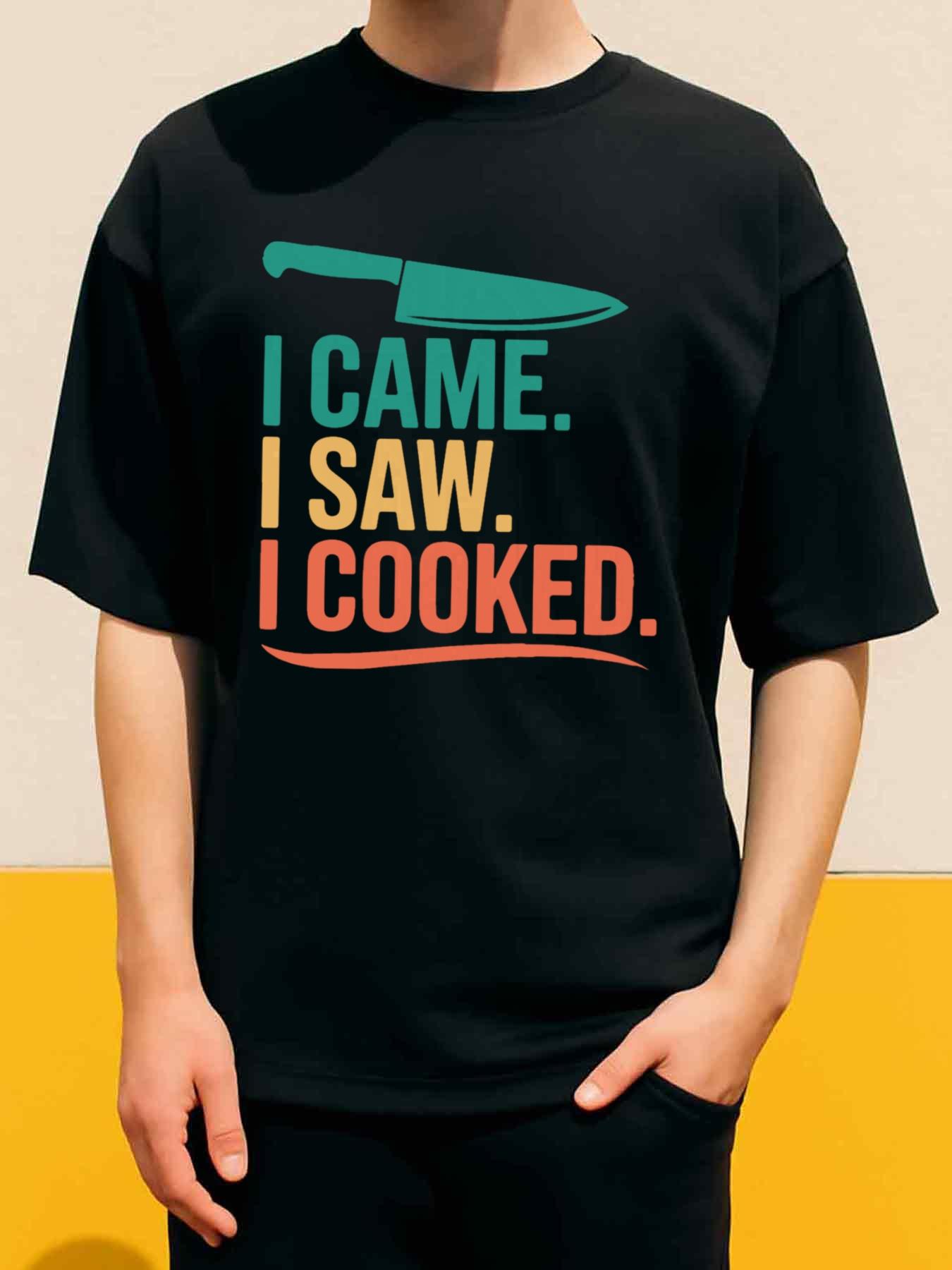 Men s T-Shirt Y2K 1pc Chef Slogan Black XL
